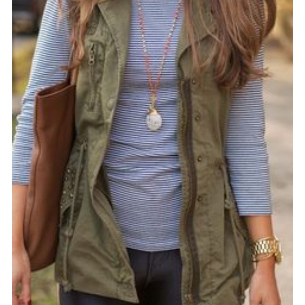 Max Jeans Vest Army Green Military Utility